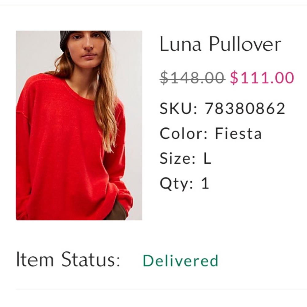 Free people luna pullover sweatshirt